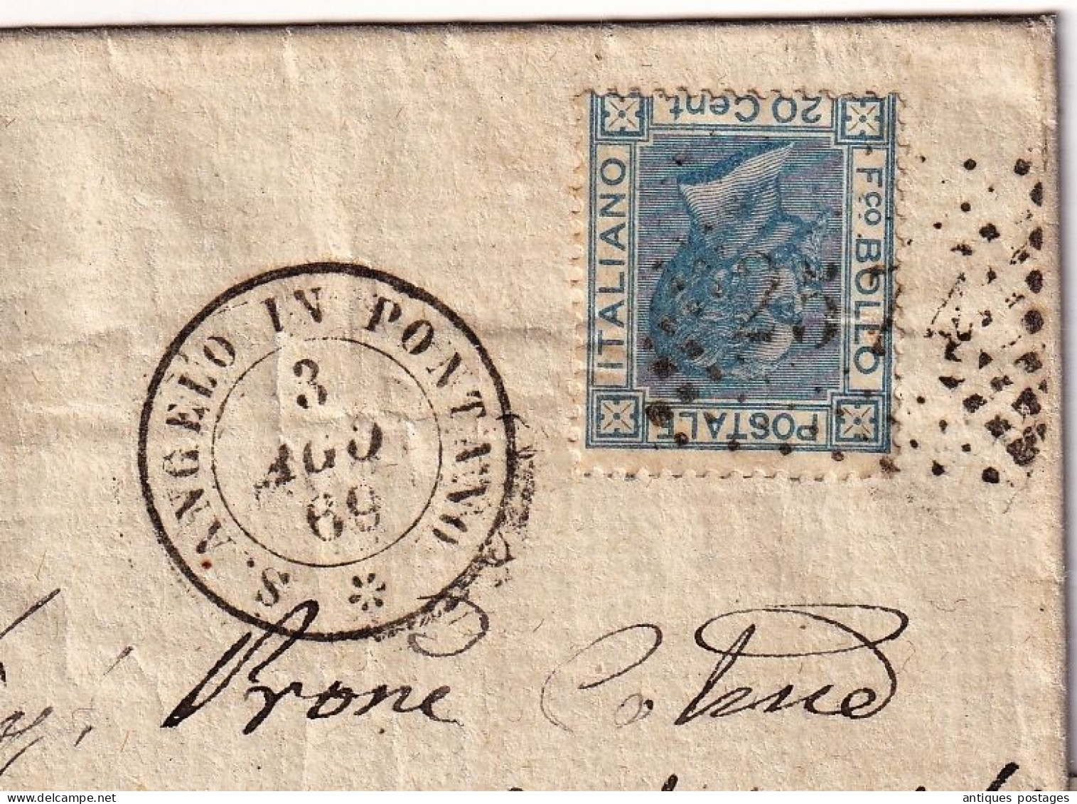 Lettre 1869 SANT'ANGELO In PONTANO  RECANATI Italie Italia Vittorio Emanuele II Francobollo - Oblitérés