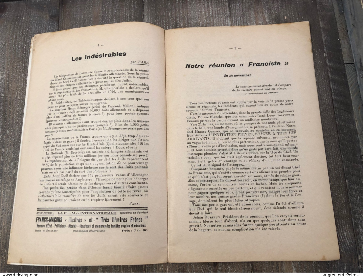 Livret Antisemite La Libre Parole De 1934 - Autres & Non Classés