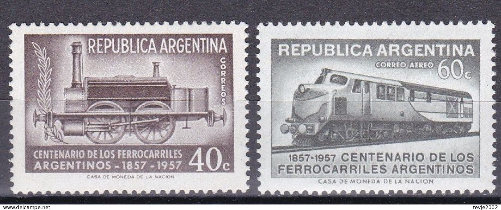 Argentinien Argentina 1957 - Mi.Nr. 659 - 660 - Postfrisch MNH - Eisenbahnen Railways - Eisenbahnen