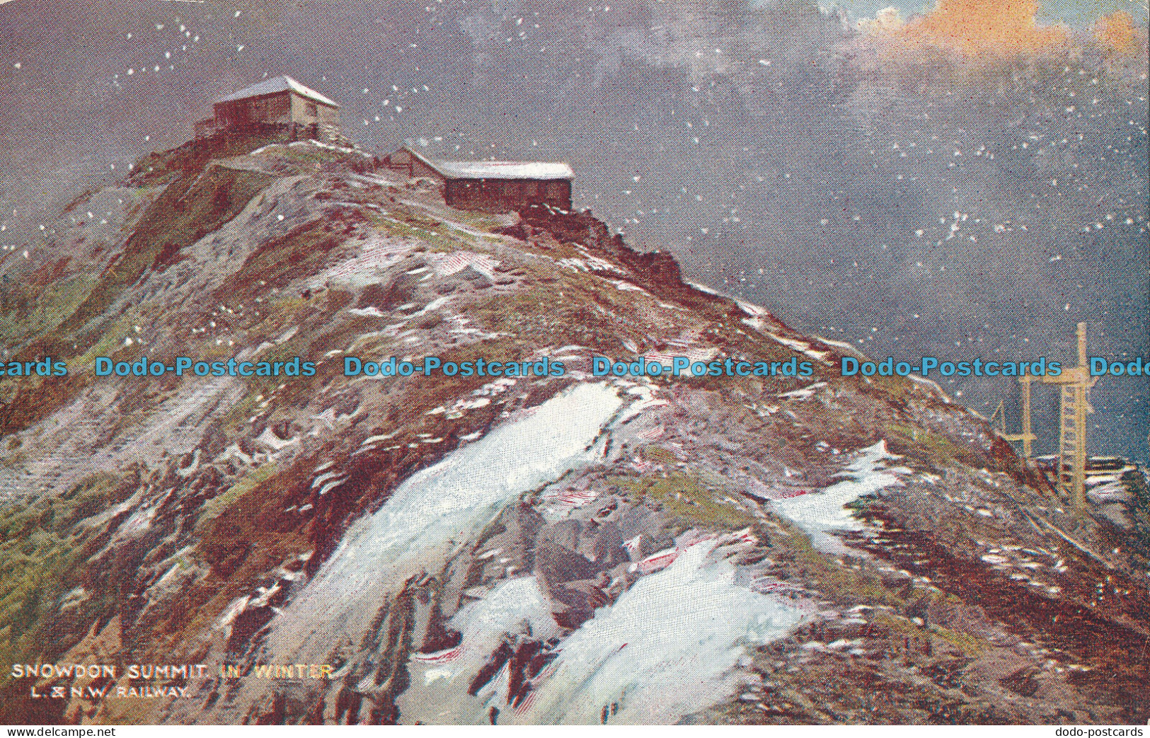 R001174 Snowdon Summit In Winter. L. And N. W. Railway. McCorquodale. B. Hopkins - Monde