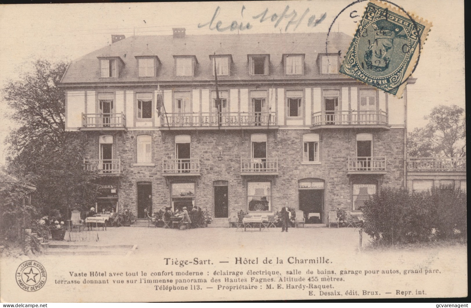 TIEGE SART     HOTEL DE LA CHARMILLE - Jalhay
