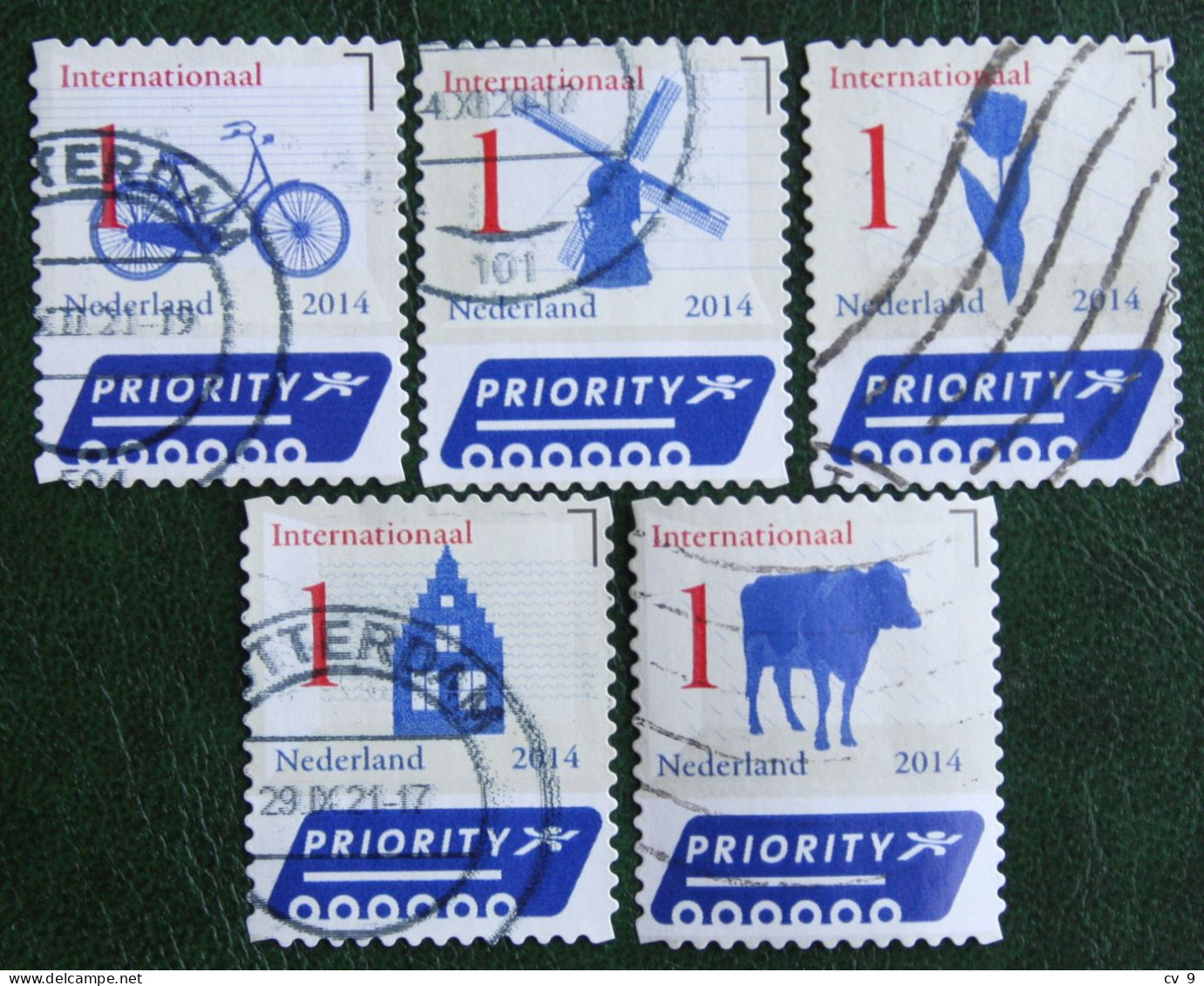 Internationaal Bike Mill Cow Tulip NVPH 3150-3154 Mi 3204-3208 2014 Gestempeld Used NEDERLAND NIEDERLANDE / NETHERLANDS - Used Stamps
