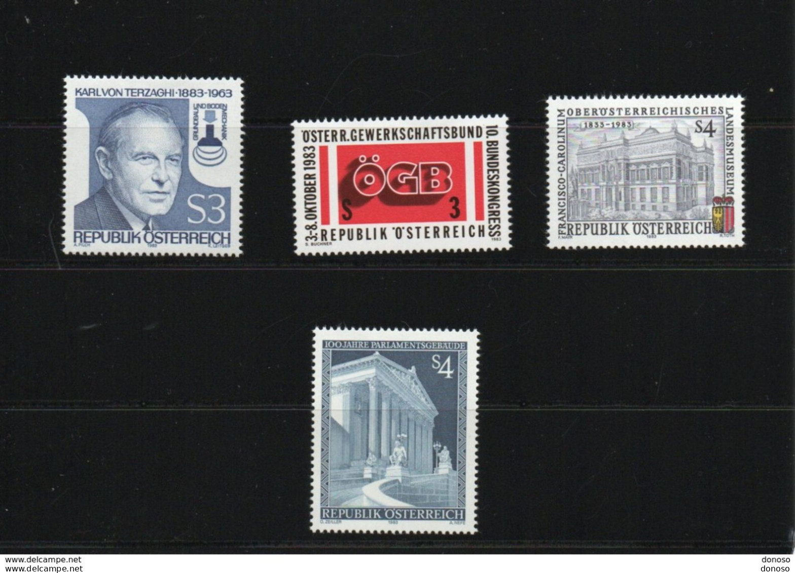 AUTRICHE 1983 Yvert 1582 + 1584 + 1587 + 1589 NEUF** MNH Cote : 4,20 Euros - Unused Stamps