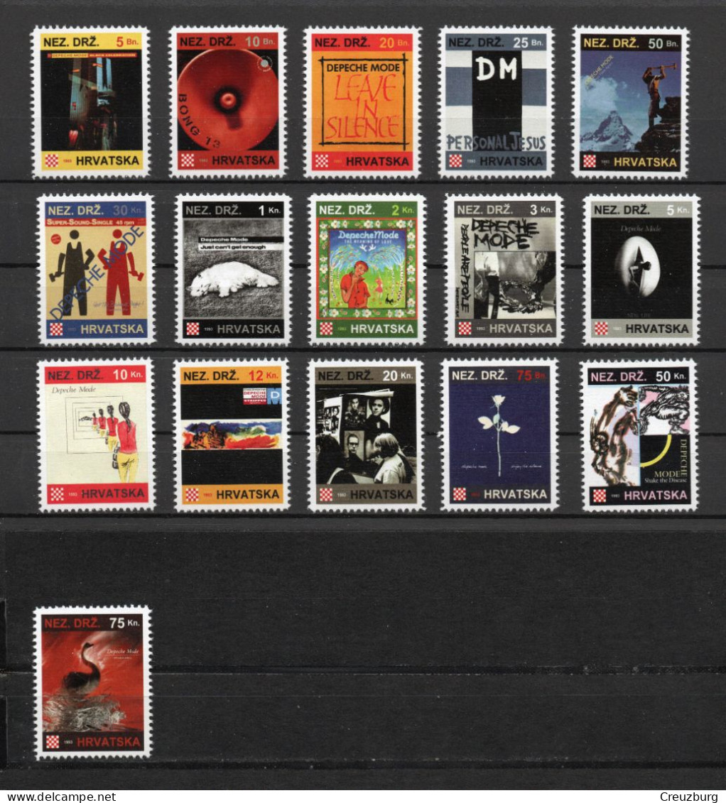 Depeche Mode 1 - Briefmarken Set Aus Kroatien, 16 Marken, 1993. Unabhängiger Staat Kroatien, NDH. - Croatia