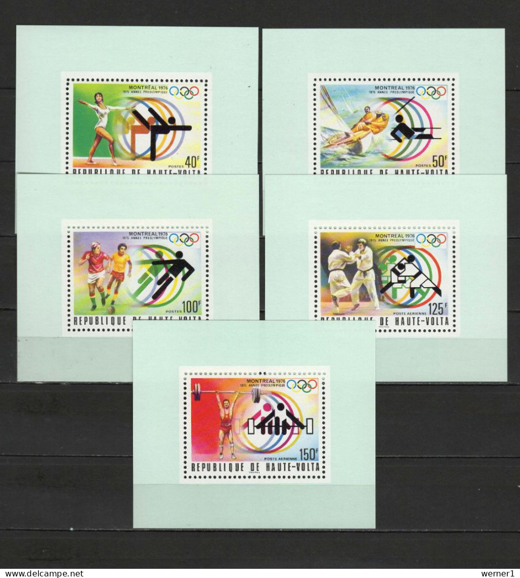 Burkina Faso (Upper Volta) 1976 Olympic Games Montreal, Sailing, Football Soccer, Judo Etc. Set Of 5 S/s MNH -scarce- - Ete 1976: Montréal