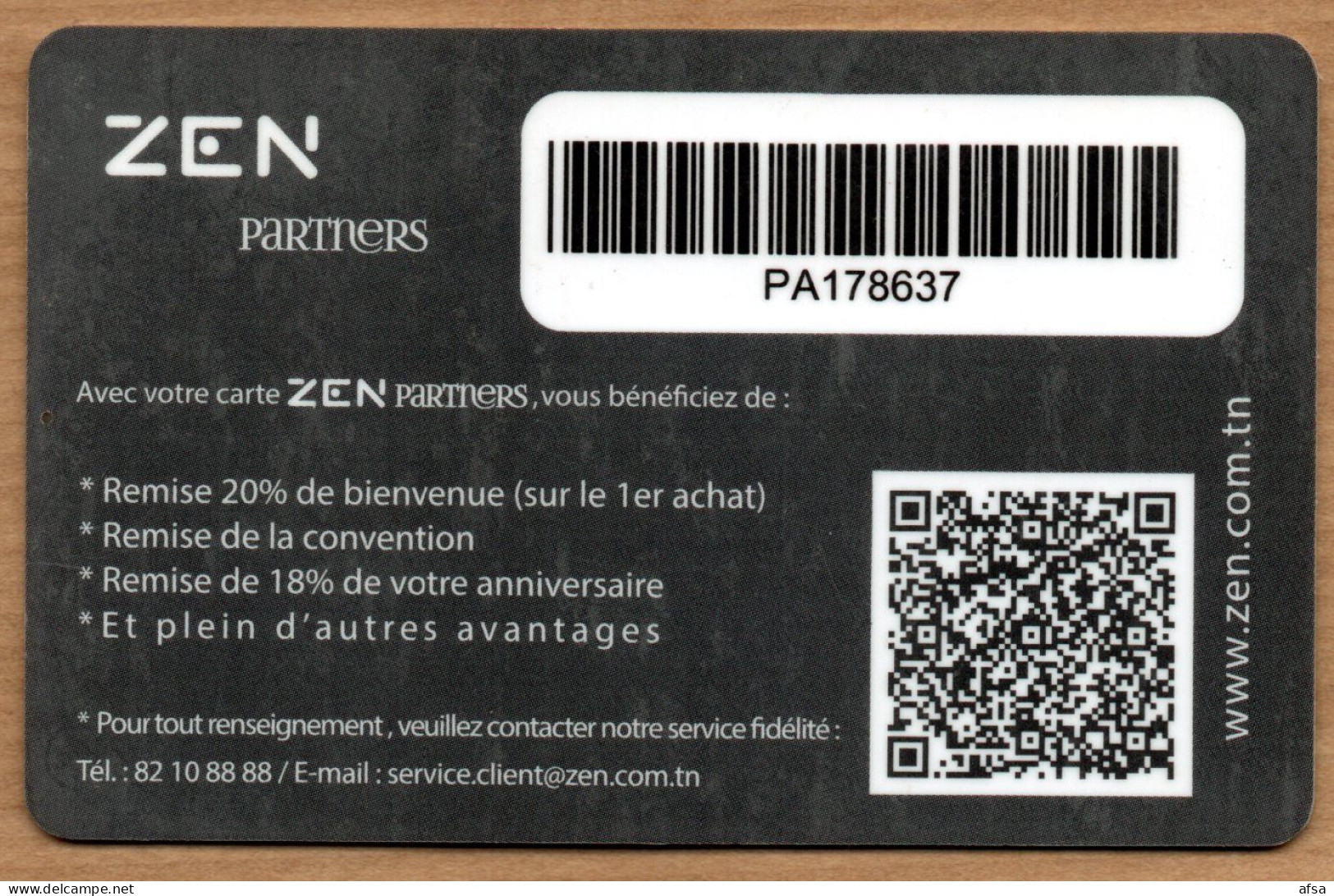 Tunisie- Carte De Fidélité ZEN ( 2 Images Recto-Verso) - Sonstige & Ohne Zuordnung