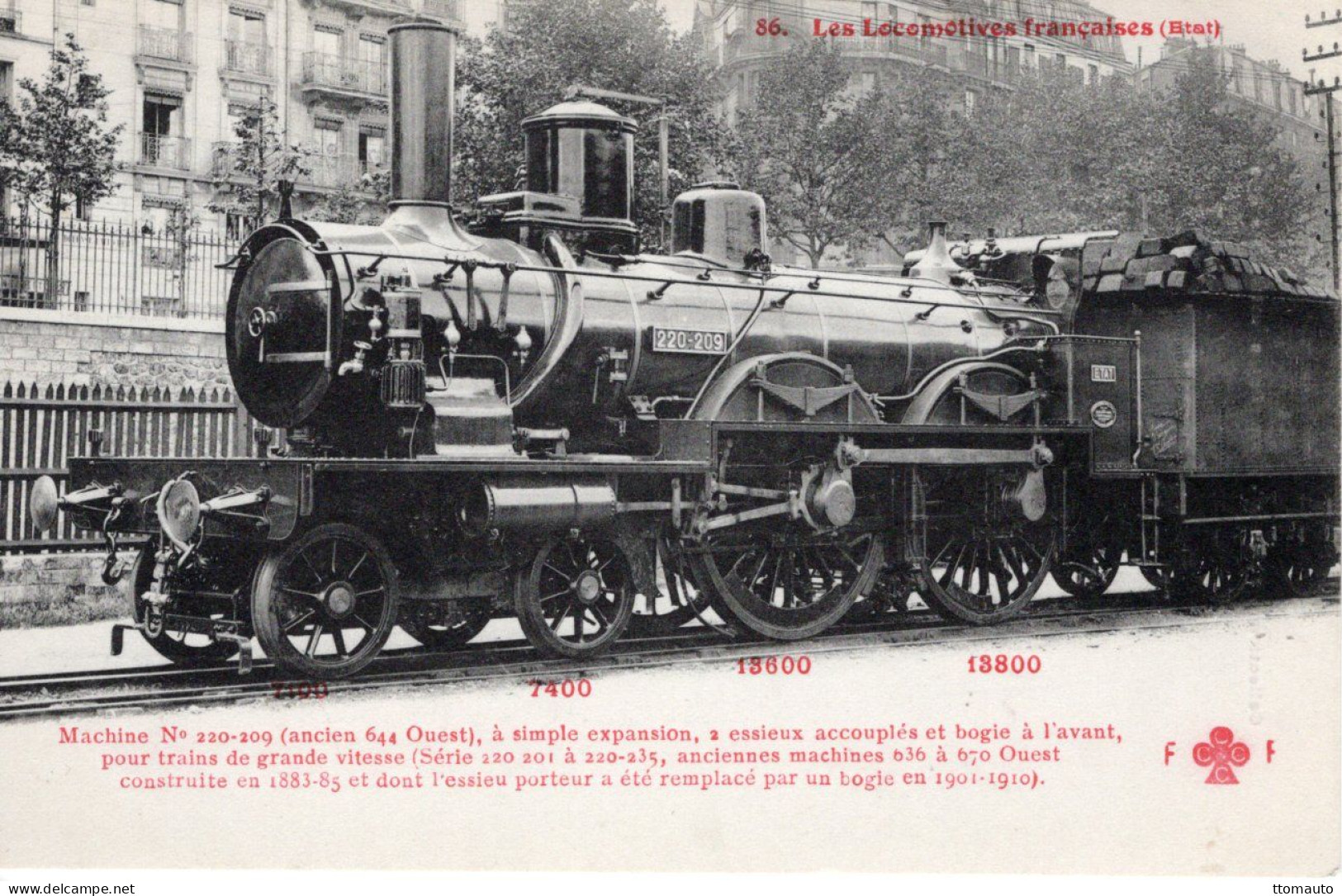 Locomotives Francaises (État) - Machine No.220-209 - Construite En 1884 - Fleury Serie # 86 (rouge) - Treni