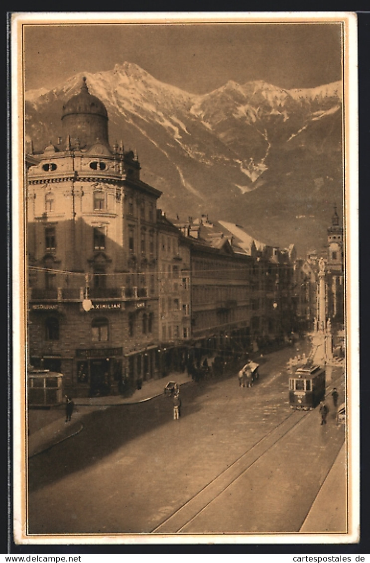 AK Innsbruck, Strassenbahn Auf Der Hauptstrasse  - Strassenbahnen