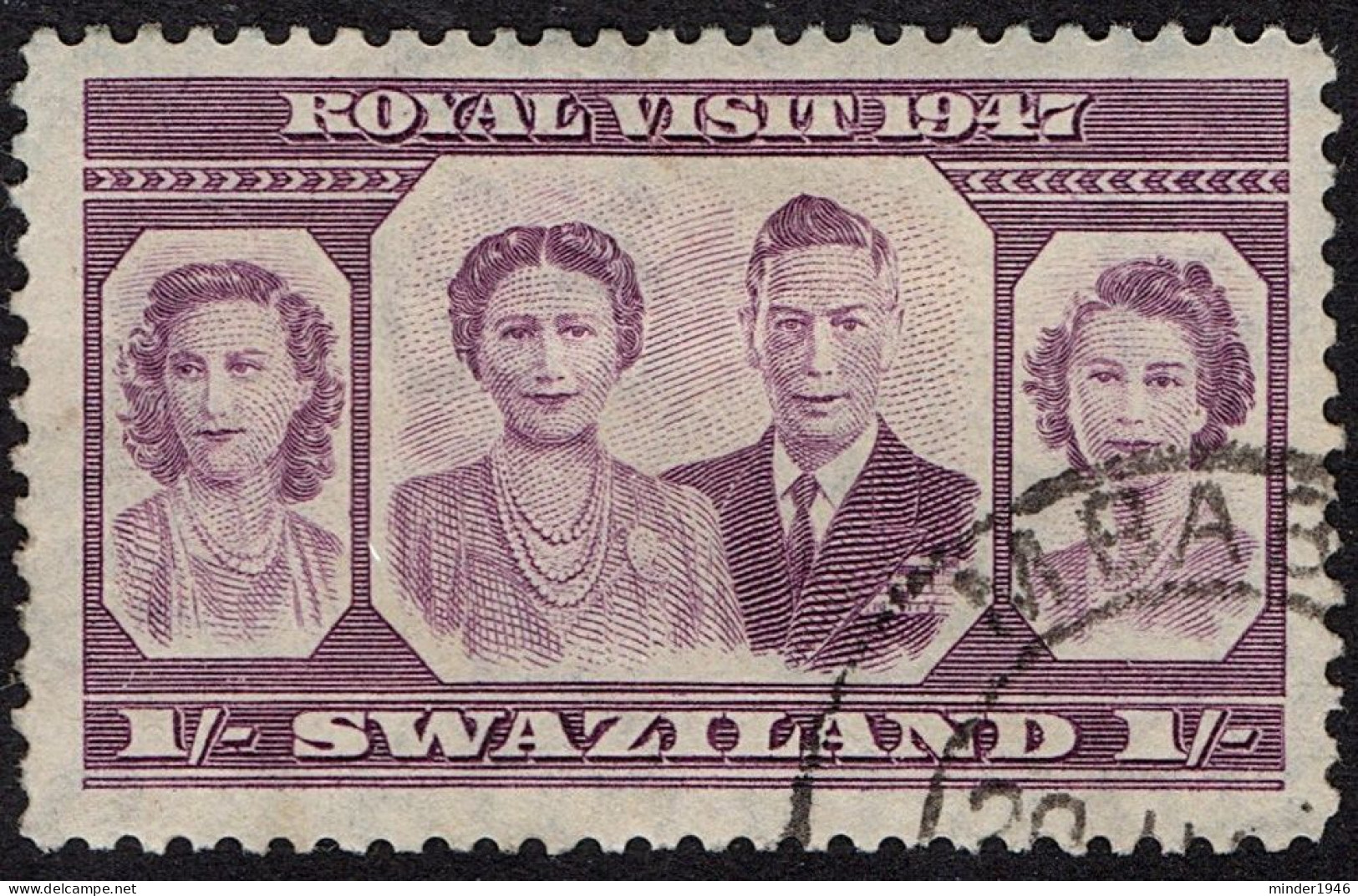 SWAZILAND 1947 KGVI 1/- Mauve, Royal Visit SG49 FU - Swaziland (...-1967)