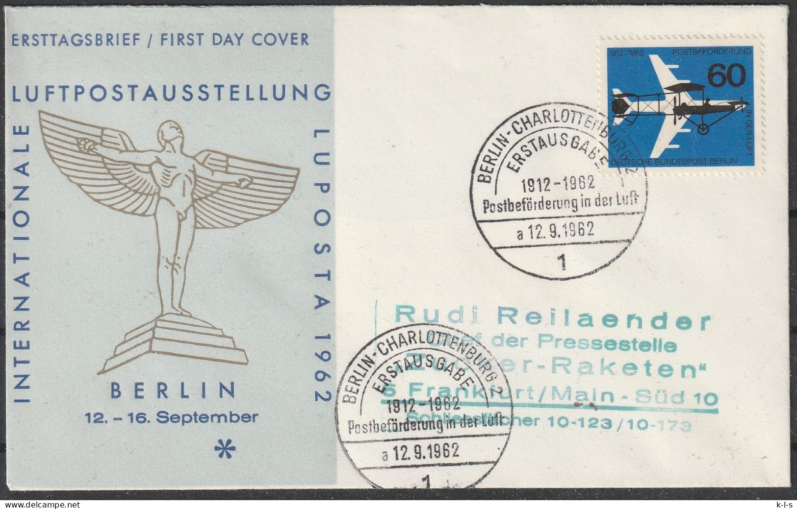 Berlin: 1962, FDC Fernbrief In EF, Mi. Nr. 230, 50 J. Luftpostbeförderung, ESoStpl. BERLIN-CHARLOTTENBURG - Poste Aérienne