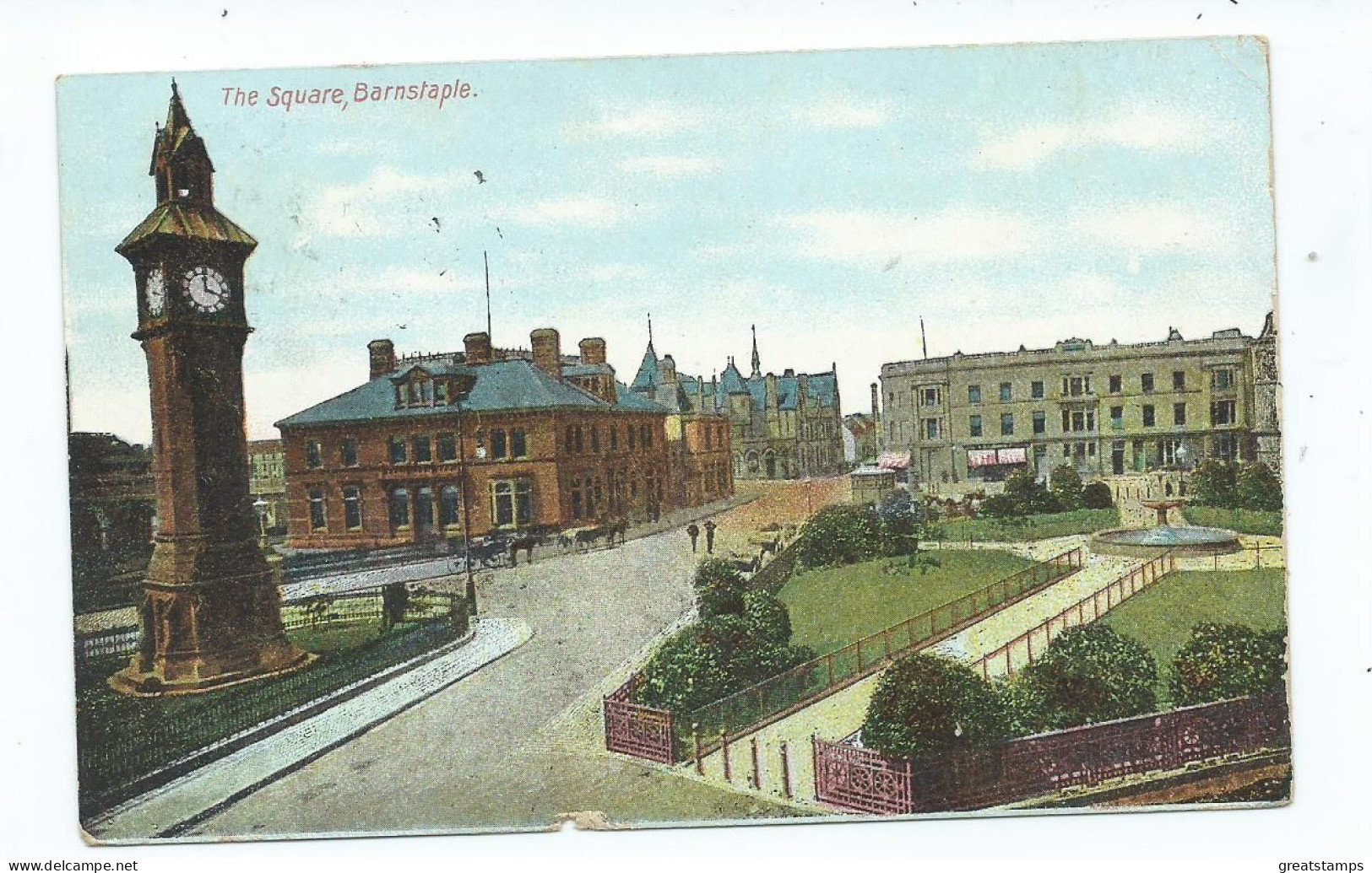 Postcard  Devon Barnstaple The Square Posted Downey Head 1912 - Andere & Zonder Classificatie