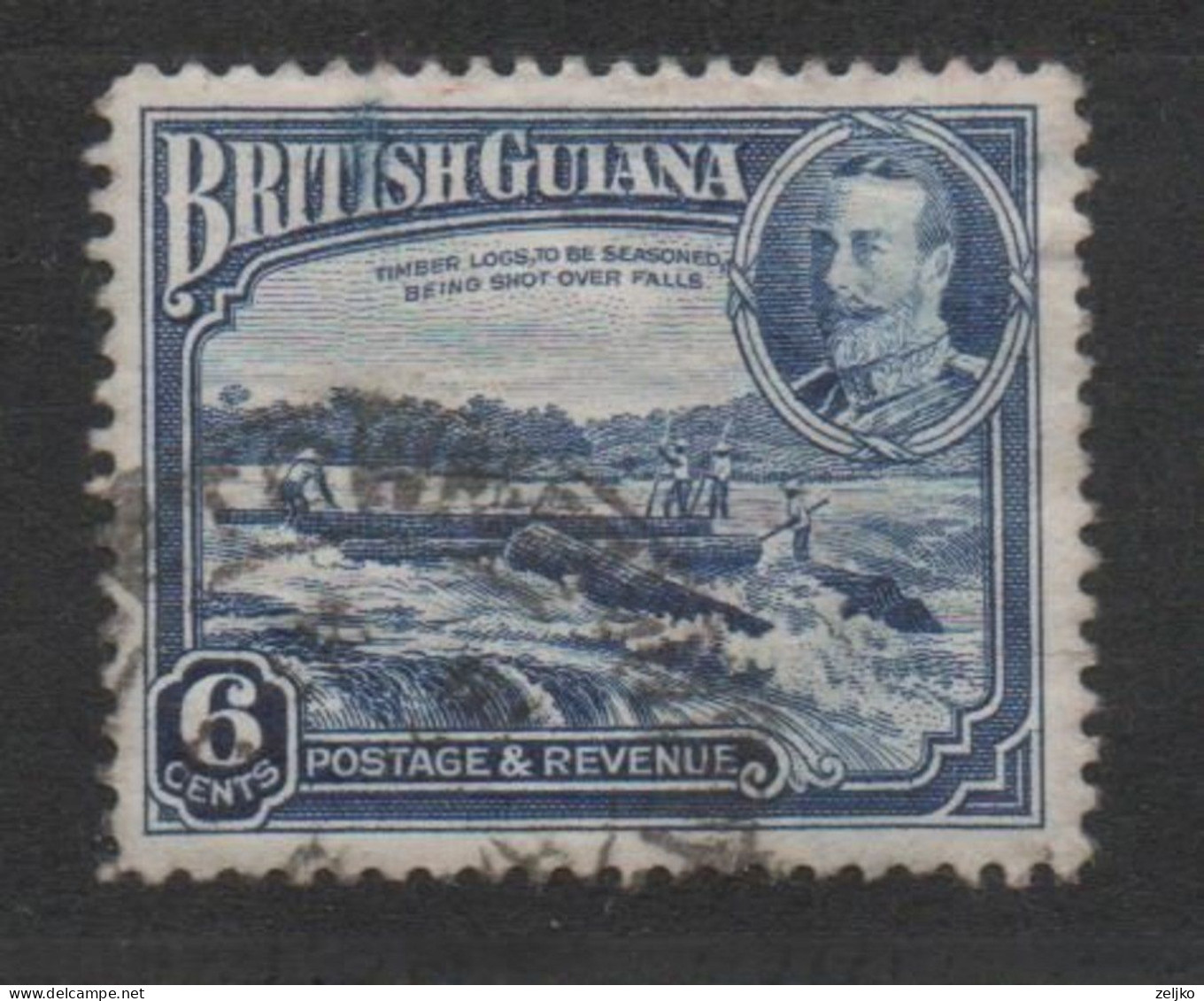 British Guiana, Used, 1934, Michel 160, Timber Logs Being Shot Over Falls - British Guiana (...-1966)