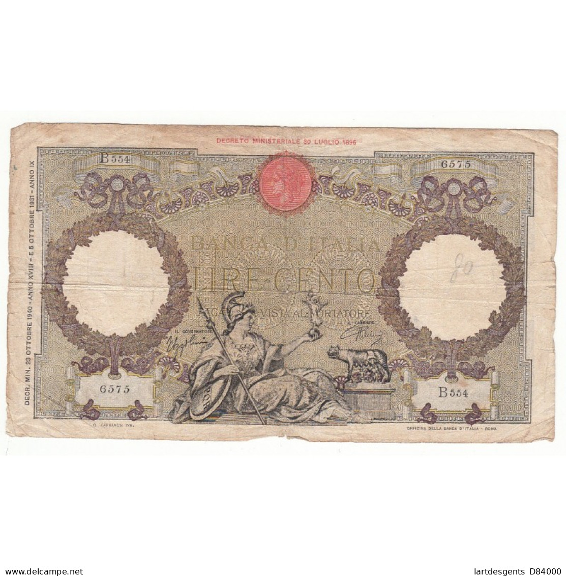 ITALIE 100 LIRE 1942 - Autres & Non Classés