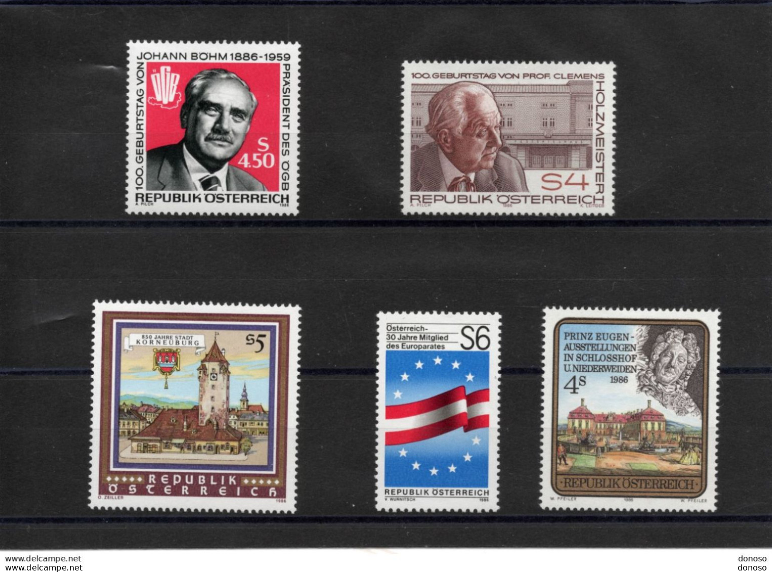 AUTRICHE 1986 Yvert 1666 + 1669 + 1671-1672 + 1674 NEUF** MNH Cote 7,20 Euros - Unused Stamps