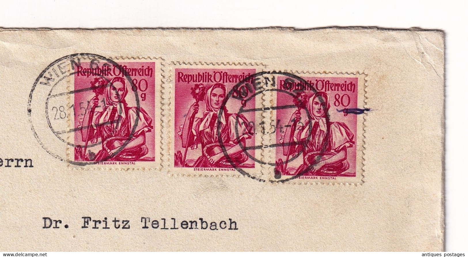 Österreich Wien 1954 LEOPOLDINE ZELENKA Kunst Antiquariat Austria Thalwil Suisse Schweiz Tellenbach - Lettres & Documents