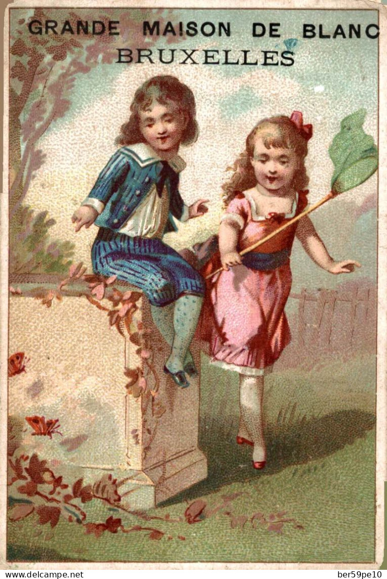 CHROMO GRANDE MAISON DE BLANC E. LEFEBVRE A BRUXELLES ENFANTS A LA CHASSE AUX PAPILLONS - Sonstige & Ohne Zuordnung