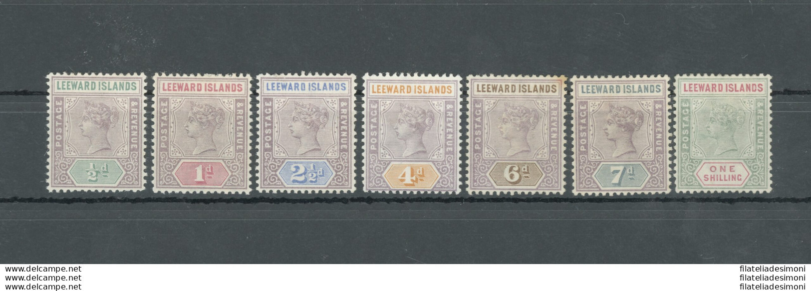 1890 Leeward Islands - Stanley Gibbons N. 1-7 - Serie Non Completa - MH* ((6d. Dull Mauve Con Gomma Parziale) - Other & Unclassified