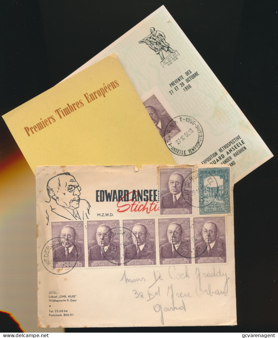 ENVELOPPE 1956 BEDRUKT EDWARDANSEELE  VRIJDAGMARKT 9 GENT MET ORIGINELE INHOUD. - Covers & Documents