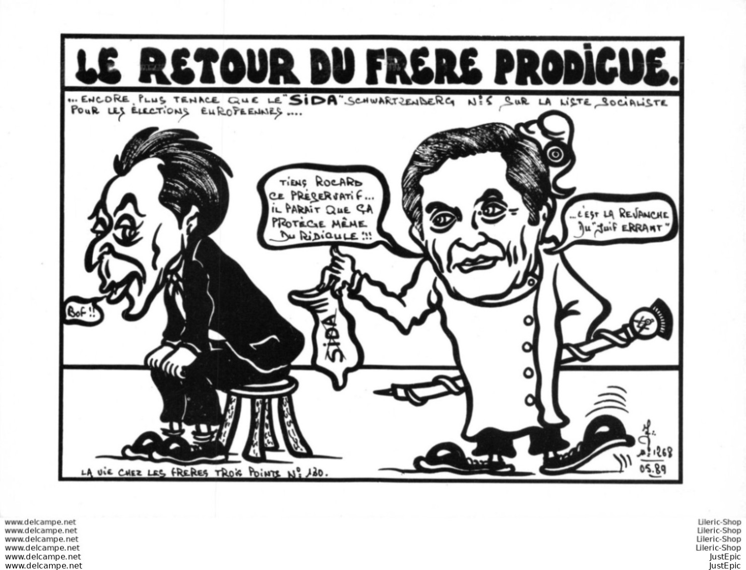 LARDIE Jihel Tirage 85 Ex. Caricature Politique Léon Schwartzenberg Michel Rocard  Franc-maçonnerie - Cpm - Satirical