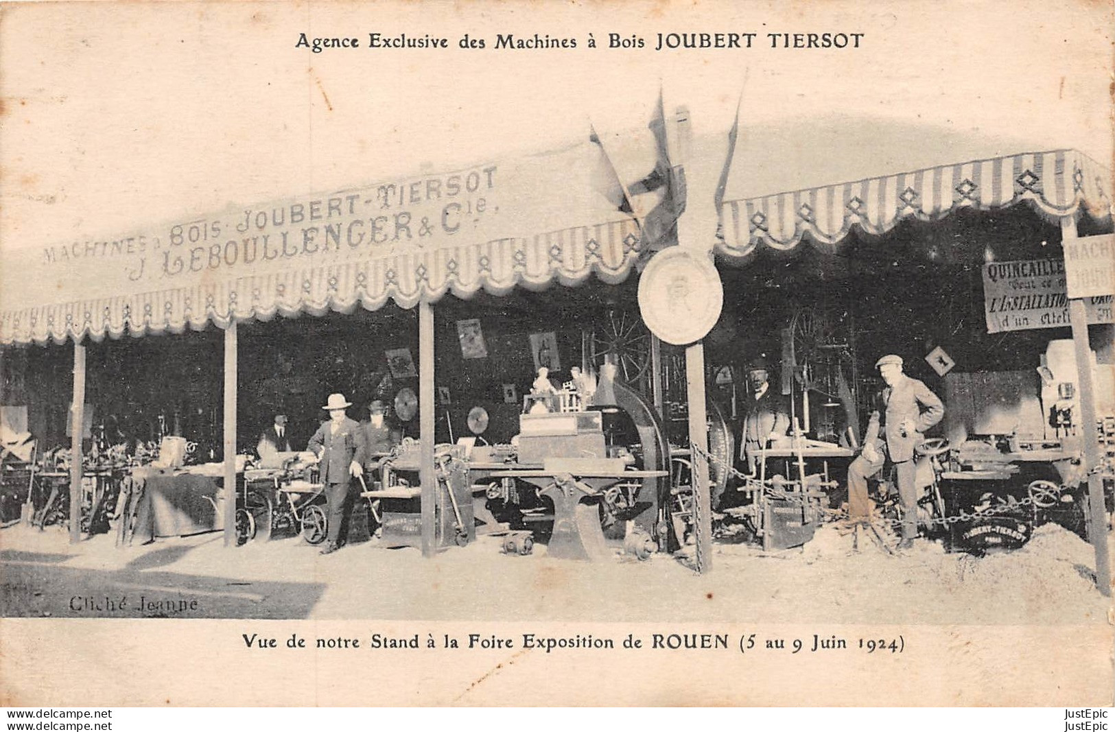 LEBOULLENGER Agence Exclusive Des Machines à Bois JOUBERT TIERSOT- Foire Exposition De ROUEN Juin 1924 Cpa - Publicité