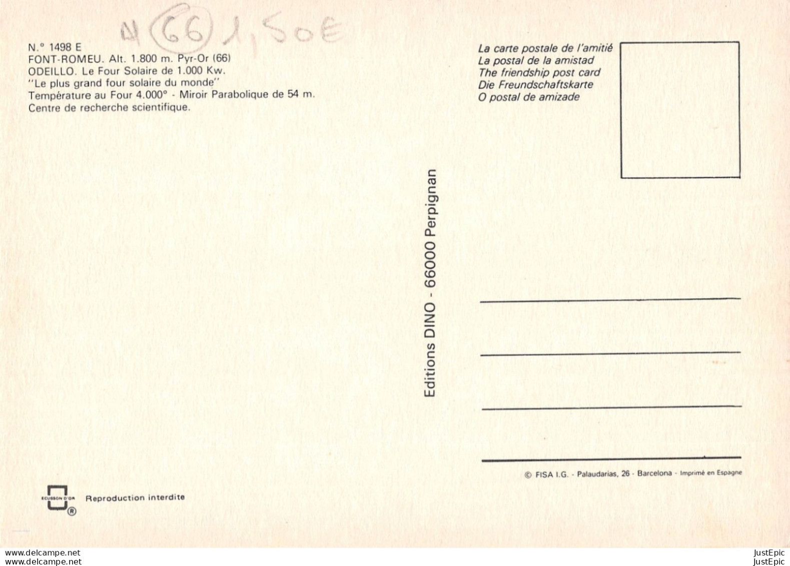 66 - Font-Romeu-Odeillo - Le Plus Grand Four Solaire Du Monde - Éd. Dino CPM - Autres & Non Classés