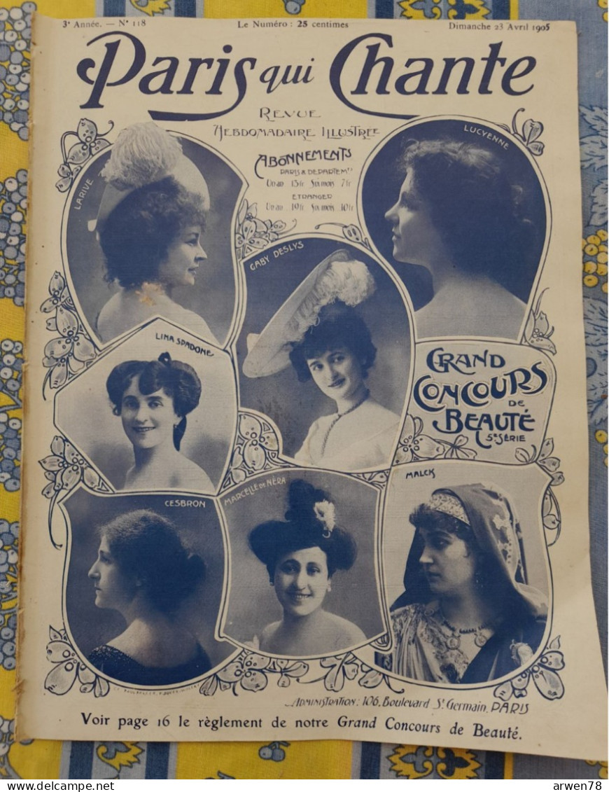 REVUE PARIS QUI CHANTE 1905 N°118 PARTITIONS GRAND CONCOURS DE BEAUTE - Partitions Musicales Anciennes