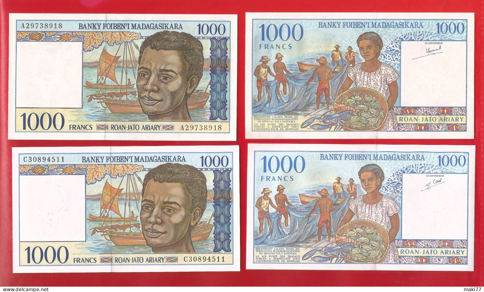 MADAGASCAR MADAGASKAR MALAGASY   2sign Diff. 1000 FMG  Francs - Madagaskar