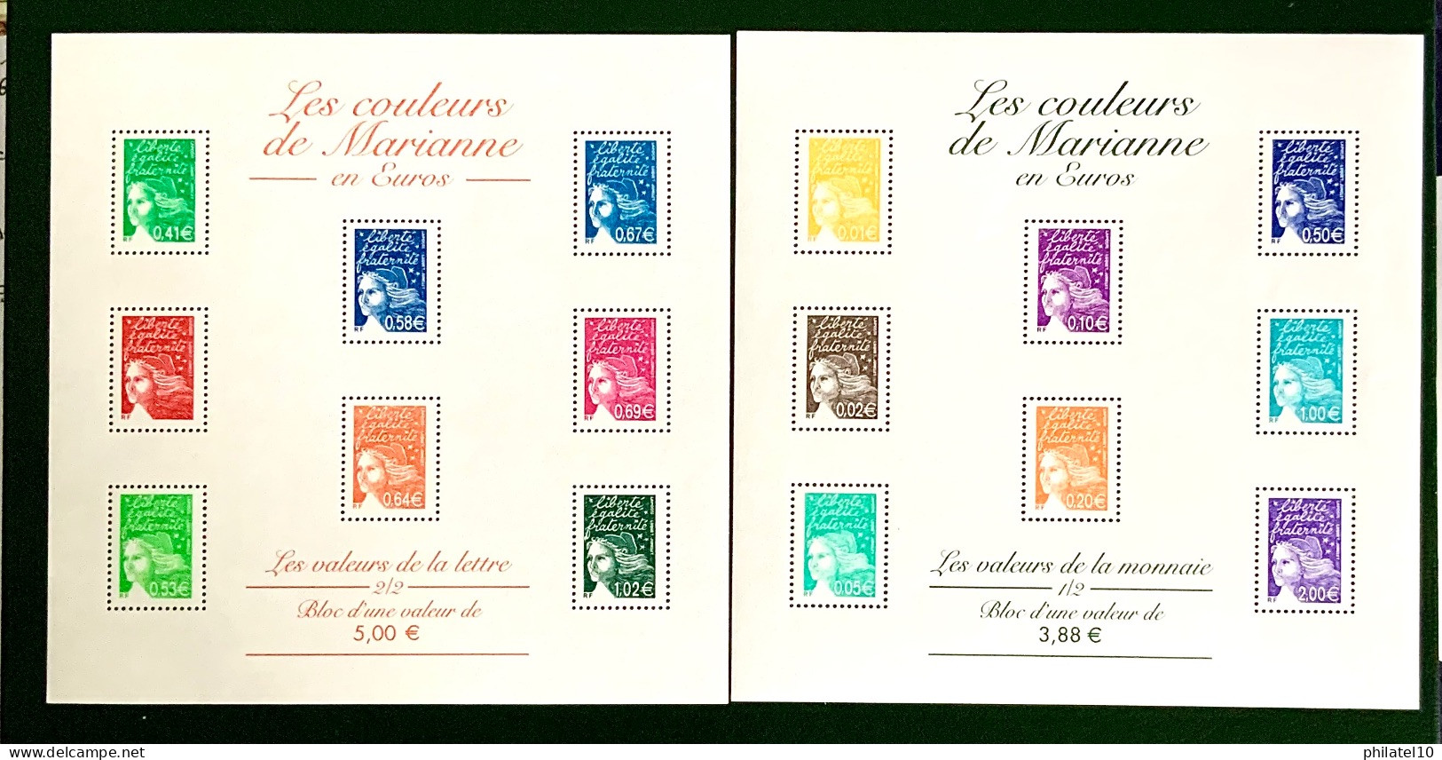 2002 FRANCE BF 45 / 44 - LES COULEURS DE MARIANNE EN EUROS NEUF** - Neufs