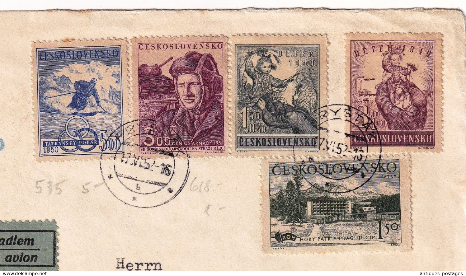 Czechoslovakia Registered 1952 Fryšták Freistadt Zürich Suisse Rudolf Chudarek Československo - Covers & Documents