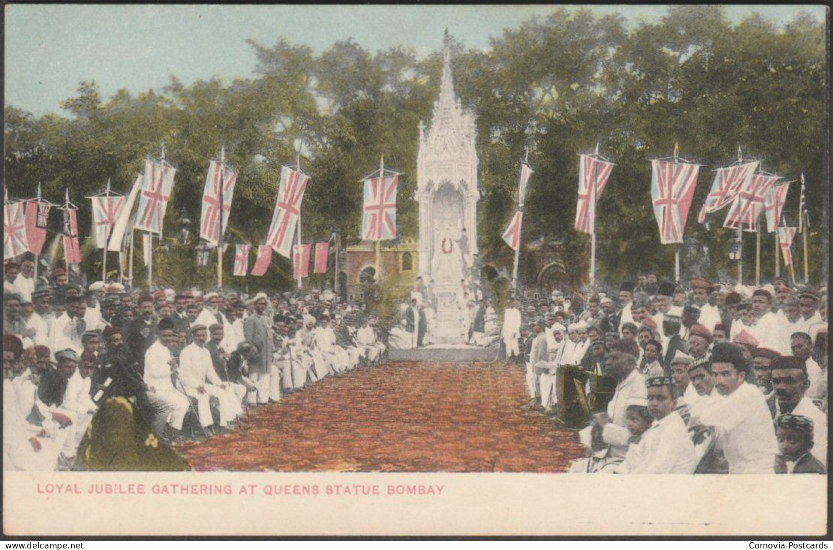 Loyal Jubilee Gathering At Queen's Statue, Bombay, C.1902 - Postcard - Indien