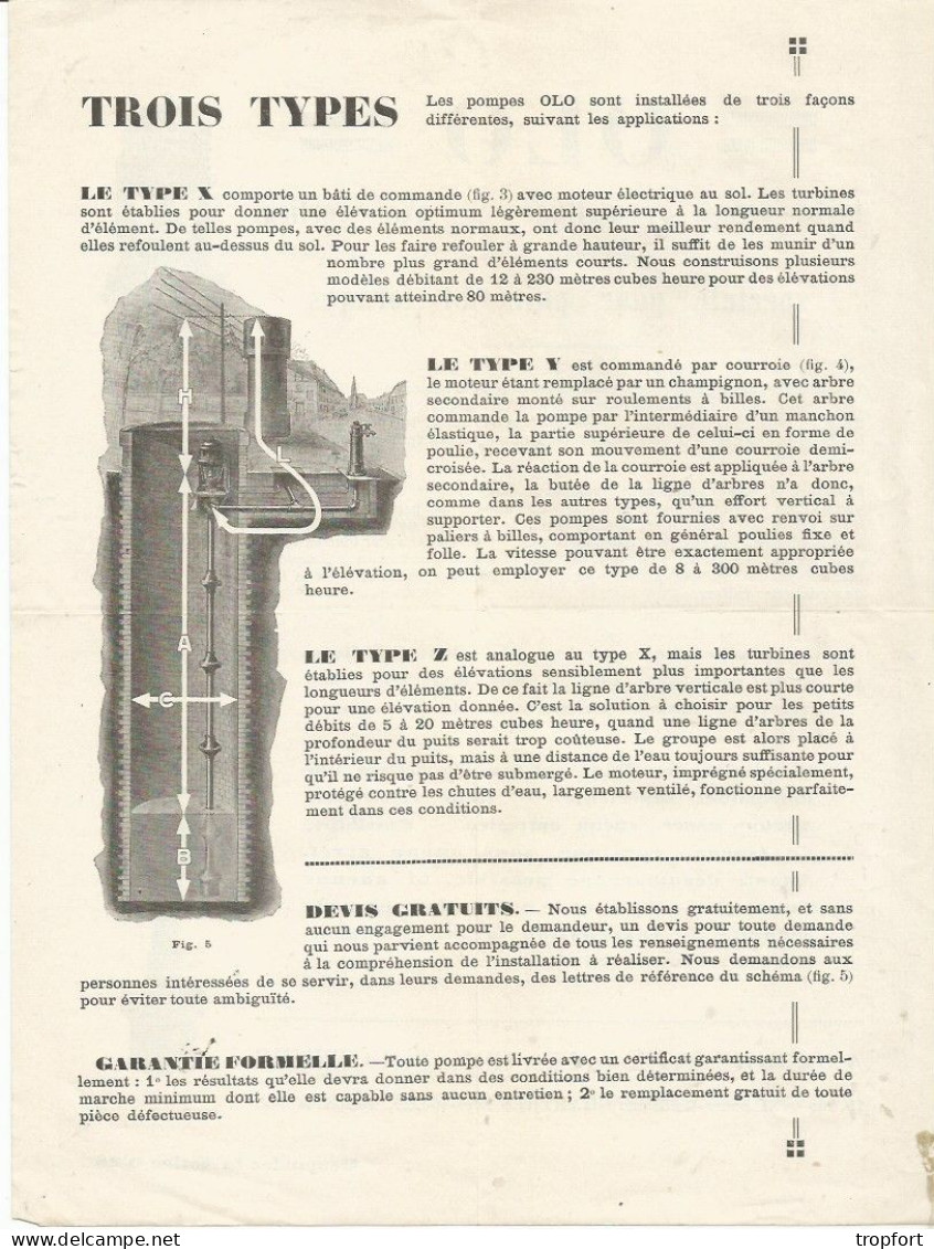 Page Publicitaire  AGRICOLE AGRICULTURE   OLO  Turbo-pompe Centrifuge   CHARTRES   Spécial PUITS  FORAGES - Publicités