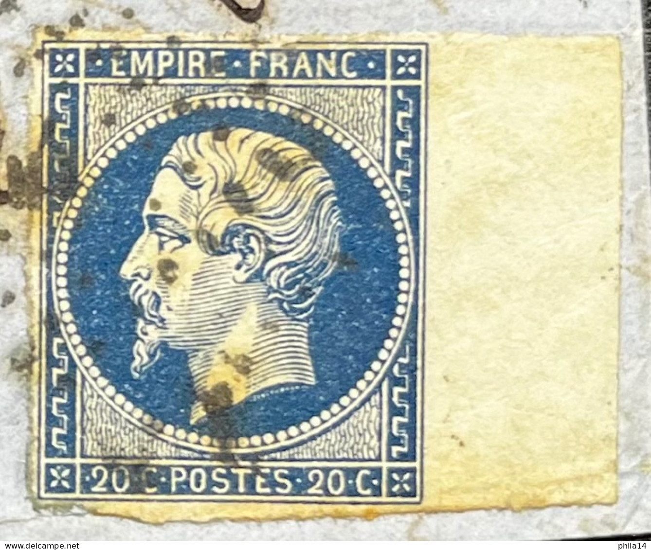 2X N°14 20c BLEU NAPOLEON DONT 1 BORD DE FEUILLE SUR LETTRE / ALBI POUR BORDEAUX / 1 AOUT 1856 / LAC / DEF - 1877-1920: Semi-moderne Periode