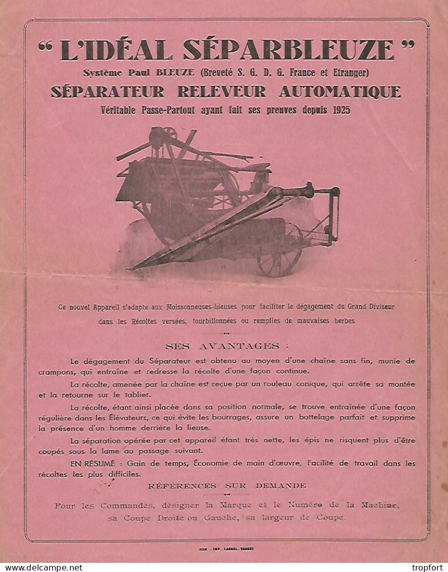 Page Publicitaire  AGRICOLE AGRICULTURE  AVANT TRAIN  LE SUPERVIREUR  Paul BLEUZE   EPPEVILLE - Publicités