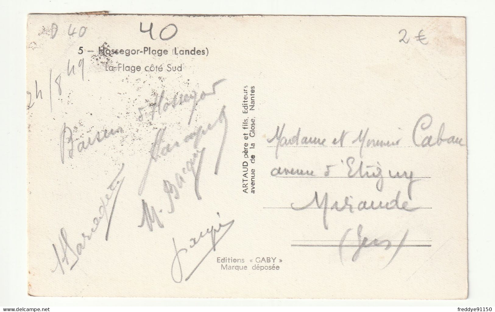 40 . HOSSEGOR . LA PLAGE COTE SUD 1949 - Hossegor