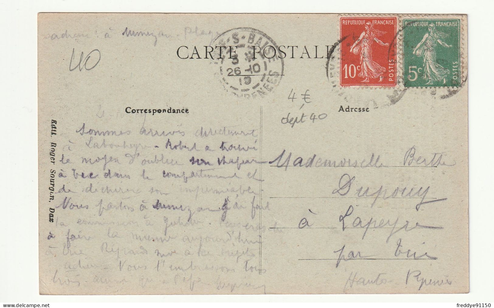 40 . LEON . LE COURANT D'HUCHET  . 1919 - Autres & Non Classés