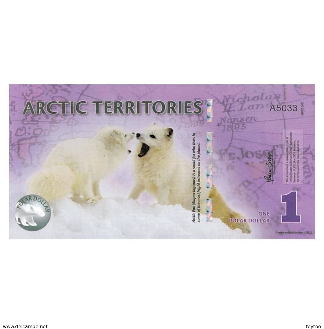 C0010# Territorios Árticos 2012[BLL] 1 Dólar Polar (SC) - Specimen