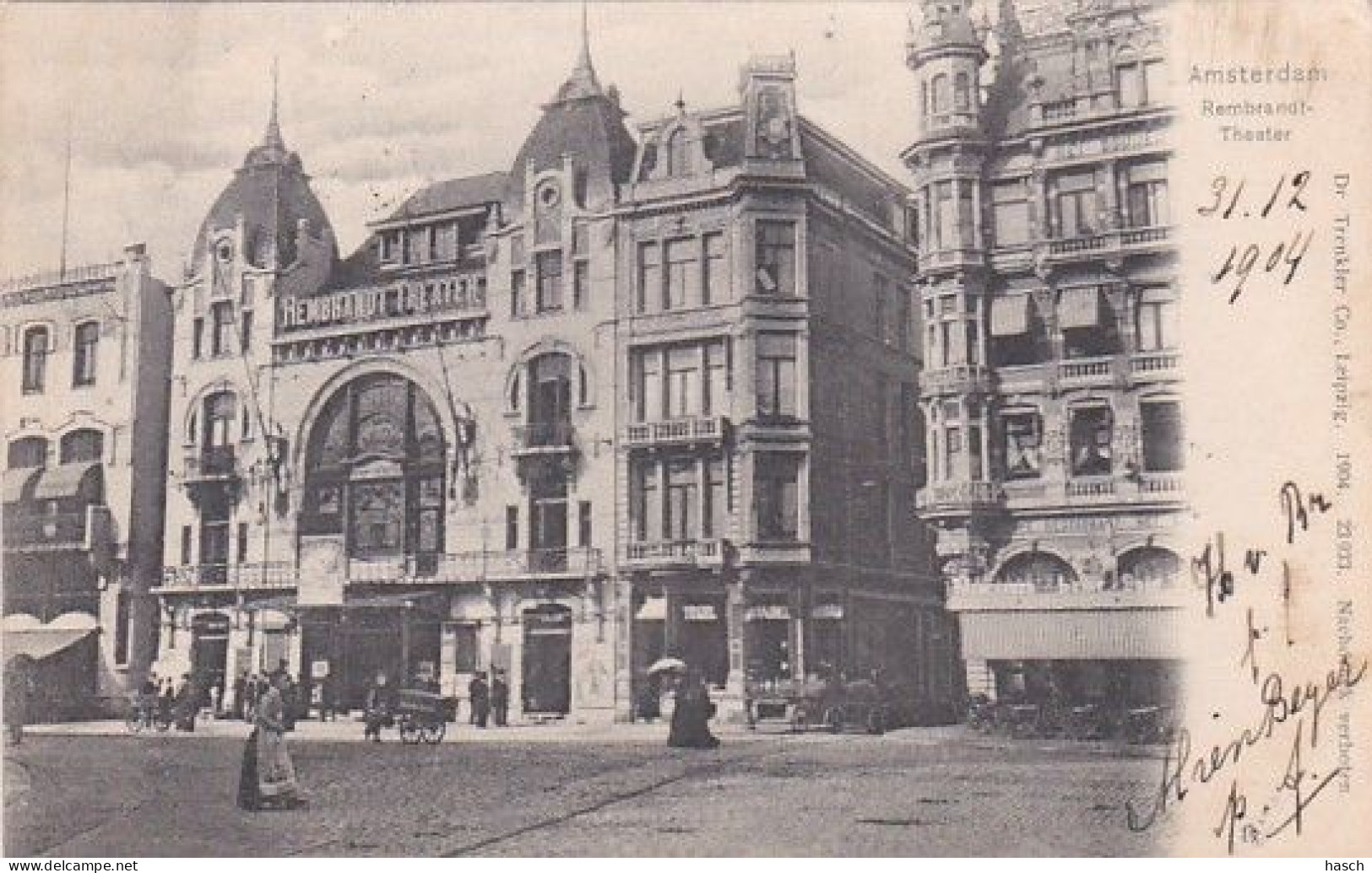 1838	34	Amsterdam, Rembrandtsplein ‘’Rembrandt Theater’’ (poststempel 1905) - Amsterdam