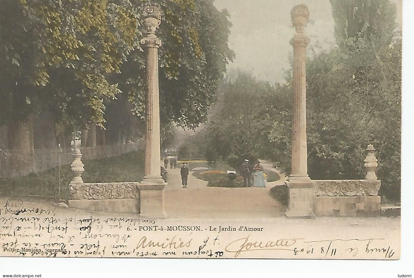 CPA PONT-A-MOUSSON 54 .JARDIN D'AMOUR COLORISÉE.1903 - Pont A Mousson