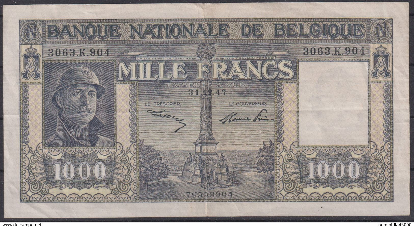 Belgique 1000 Francs 31-12-47 - Other - Europe