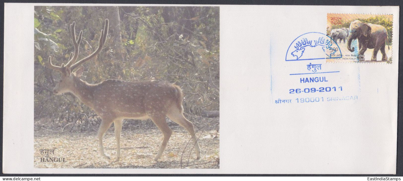 Inde India 2011 Special Cover Hangul, Red Deer, Wildlife, Wild Life, Animal, Animals, Pictorial Postmark - Briefe U. Dokumente