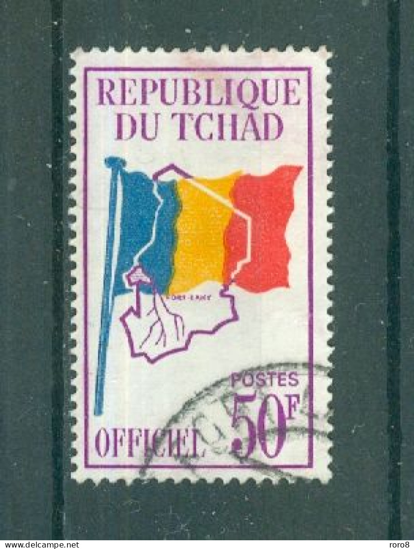 REPUBLIQUE DU TCHAD - TIMBRE DE SERVICE N°7 Oblitéré - Drapeau Bleu, Jaune, Rouge Et Carte. - Tchad (1960-...)