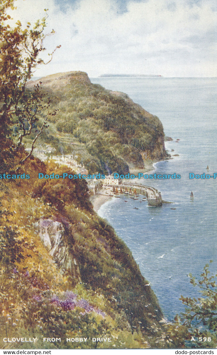R001268 Clovelly From Hobby Drive. Valentine. Art Colour. No A.598 - Monde