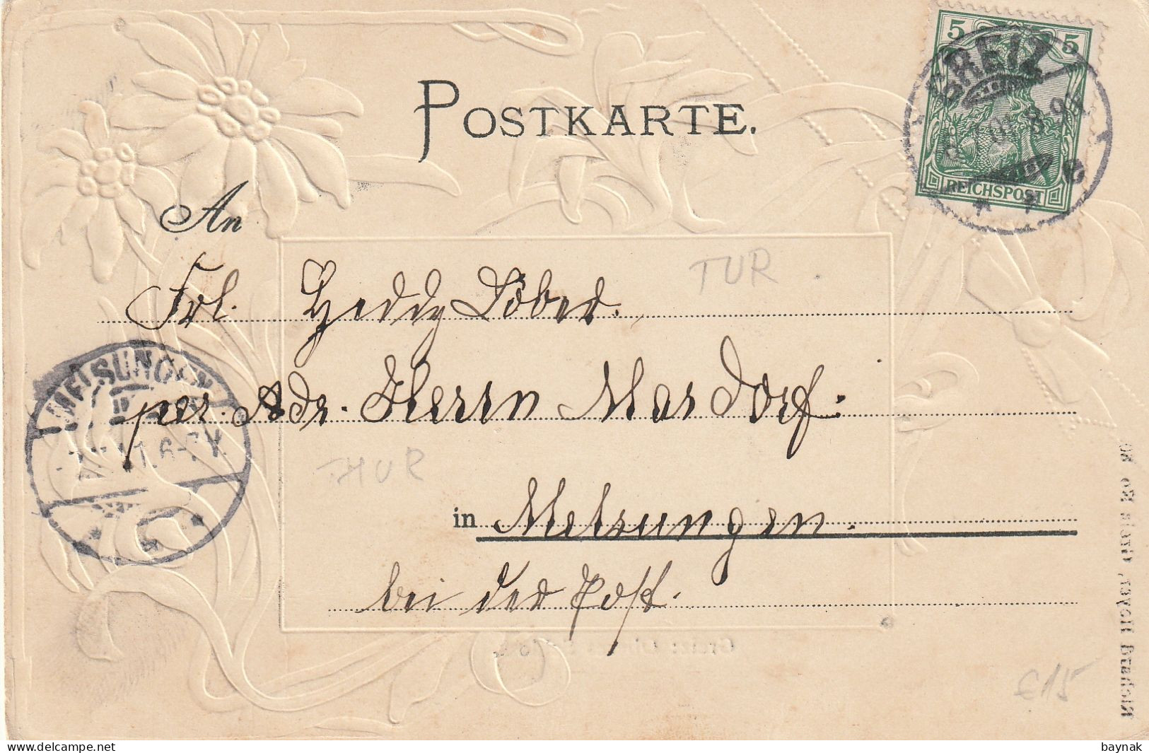 DE395  --  GREIZ   --  OBERES SCHLOSS  --  1901  --  PRAGE KARTE, EMBOSSED - Greiz