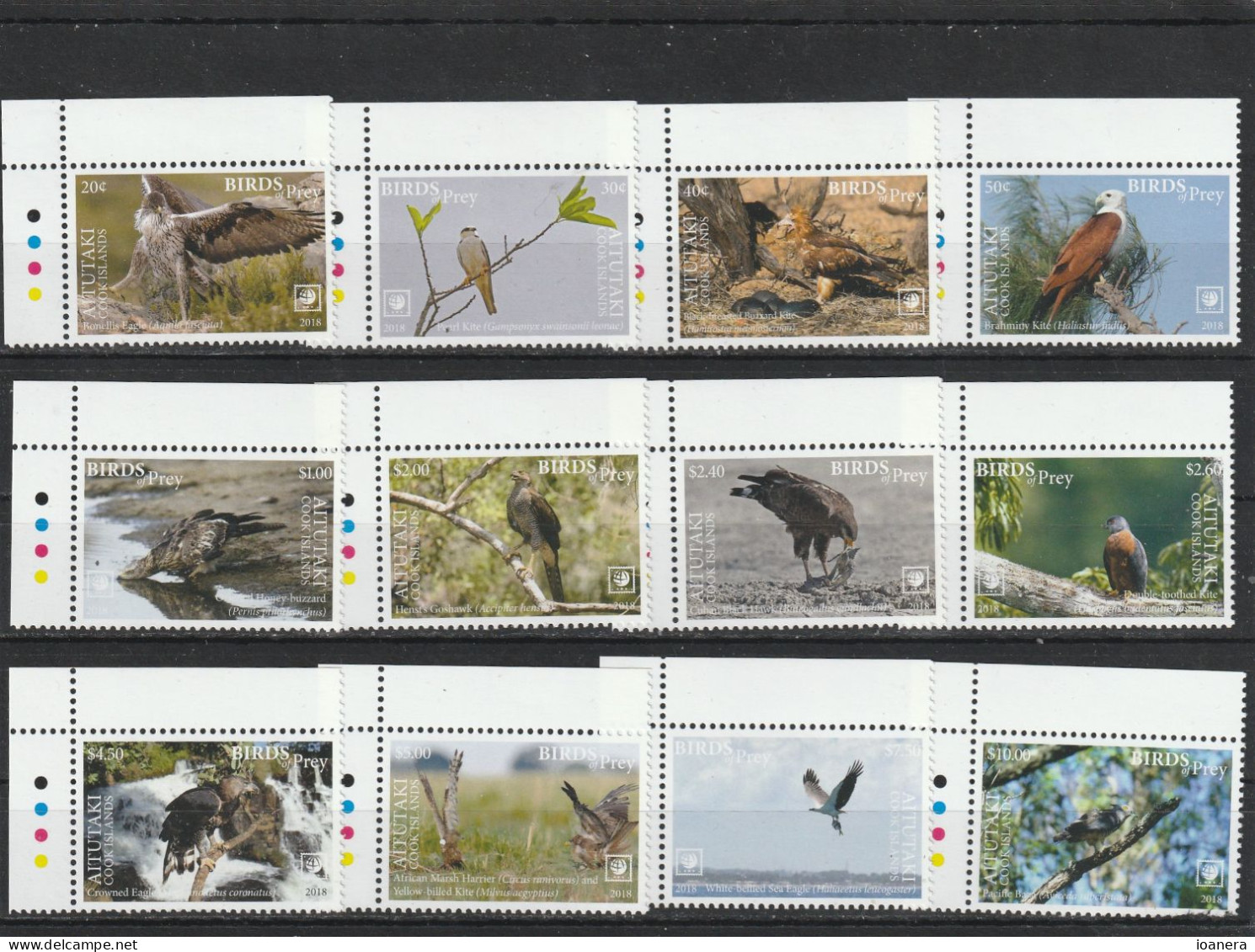 Aitutaki 2018 - Fauna, Birds , Series 12 Values , Perforated , MNH , Mi.1007-1018 - Aitutaki