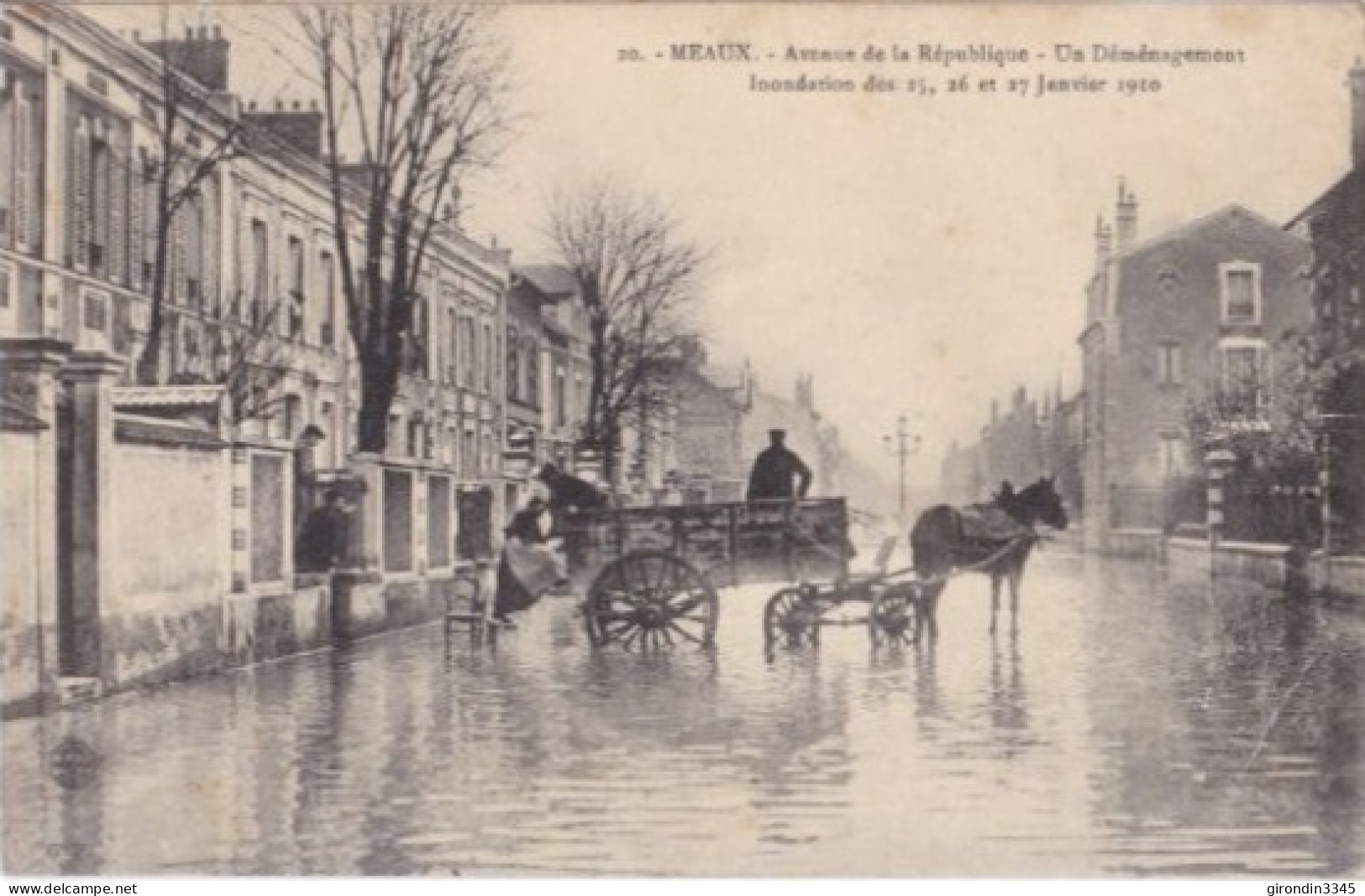 MEAUX Inondations 25-26 Et 27 Janvier 1910 Avenue De La REPUBLIQUE Un Déménagement - Meaux