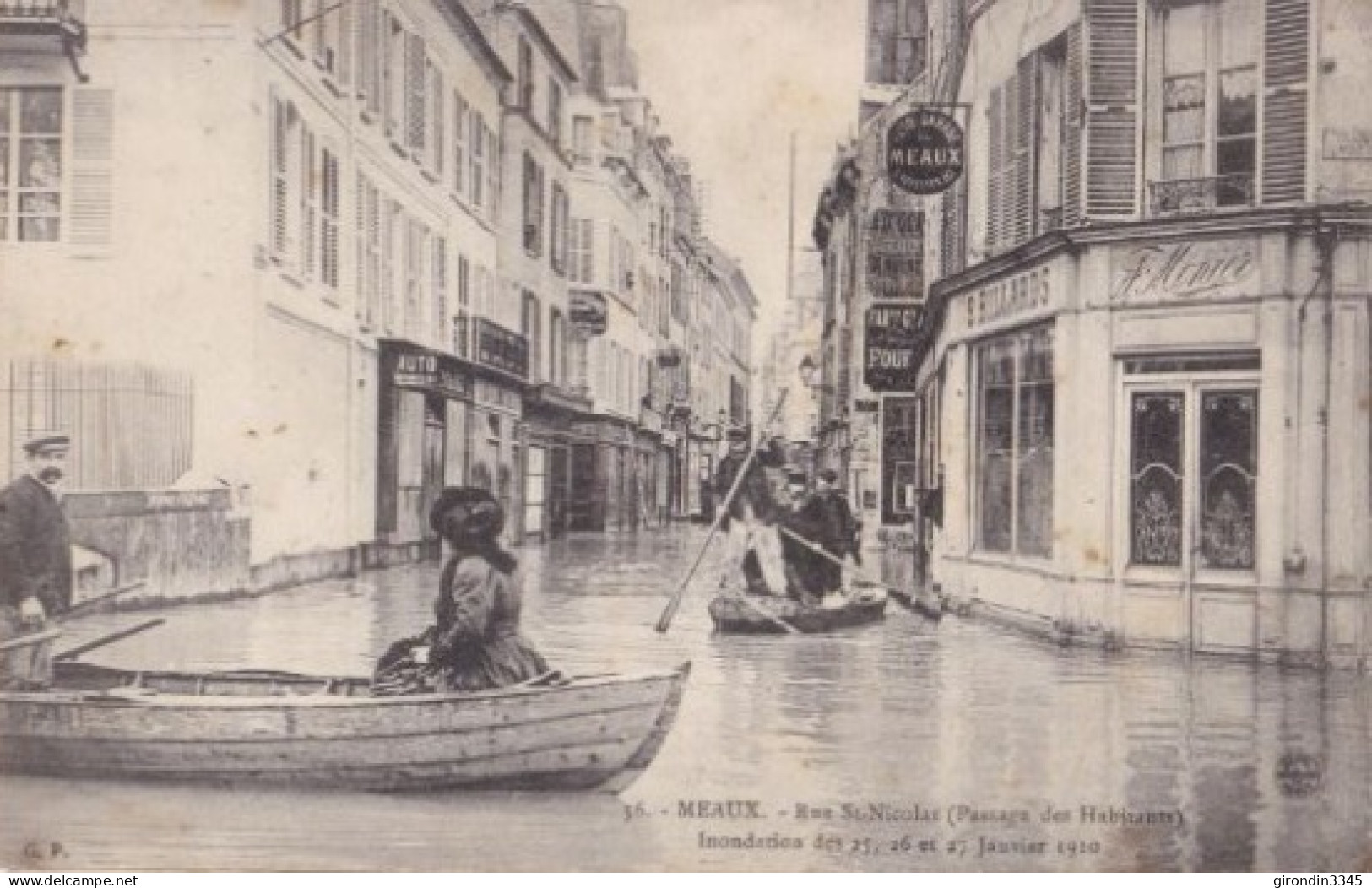 MEAUX Inondations 25-26 Et 27 Janvier 1910 Rue ST NICOLAS (passage Des Habitants) - Meaux