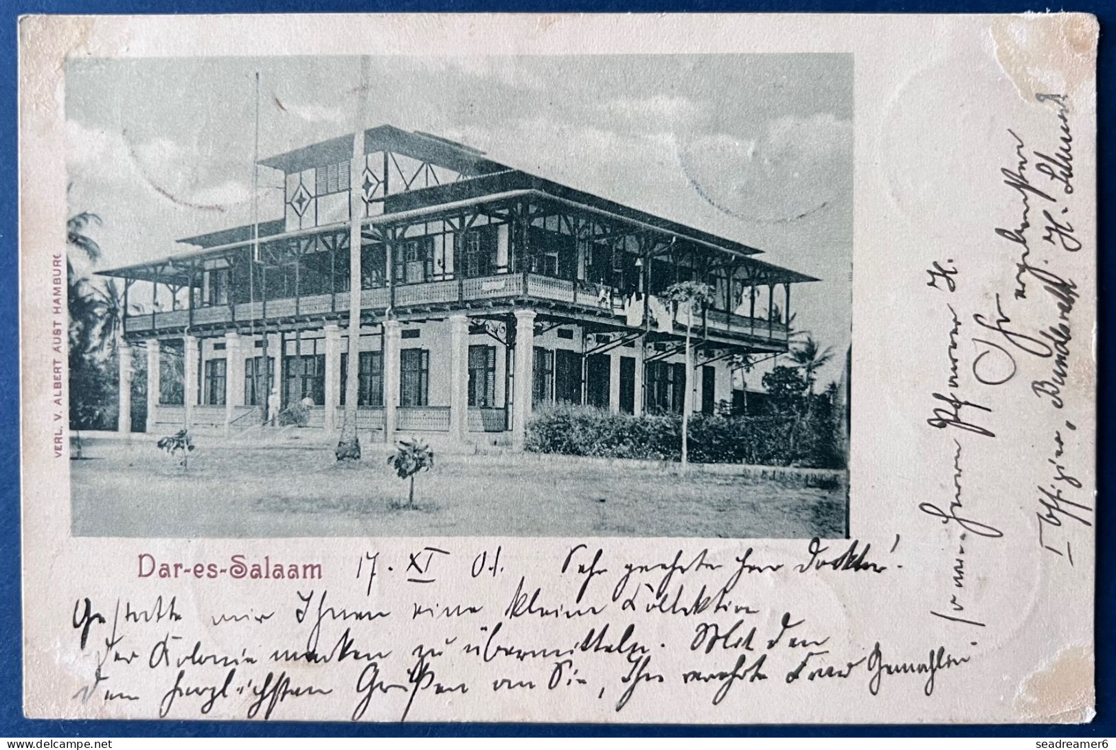 Carte Postale 1901 Allemagne Orientale DEUTSCH OSTAFRICA N°11 à 17 Oblitérés Dateur " DAR ES SALAAM Pour LEUTENBERG RR - Afrique Orientale