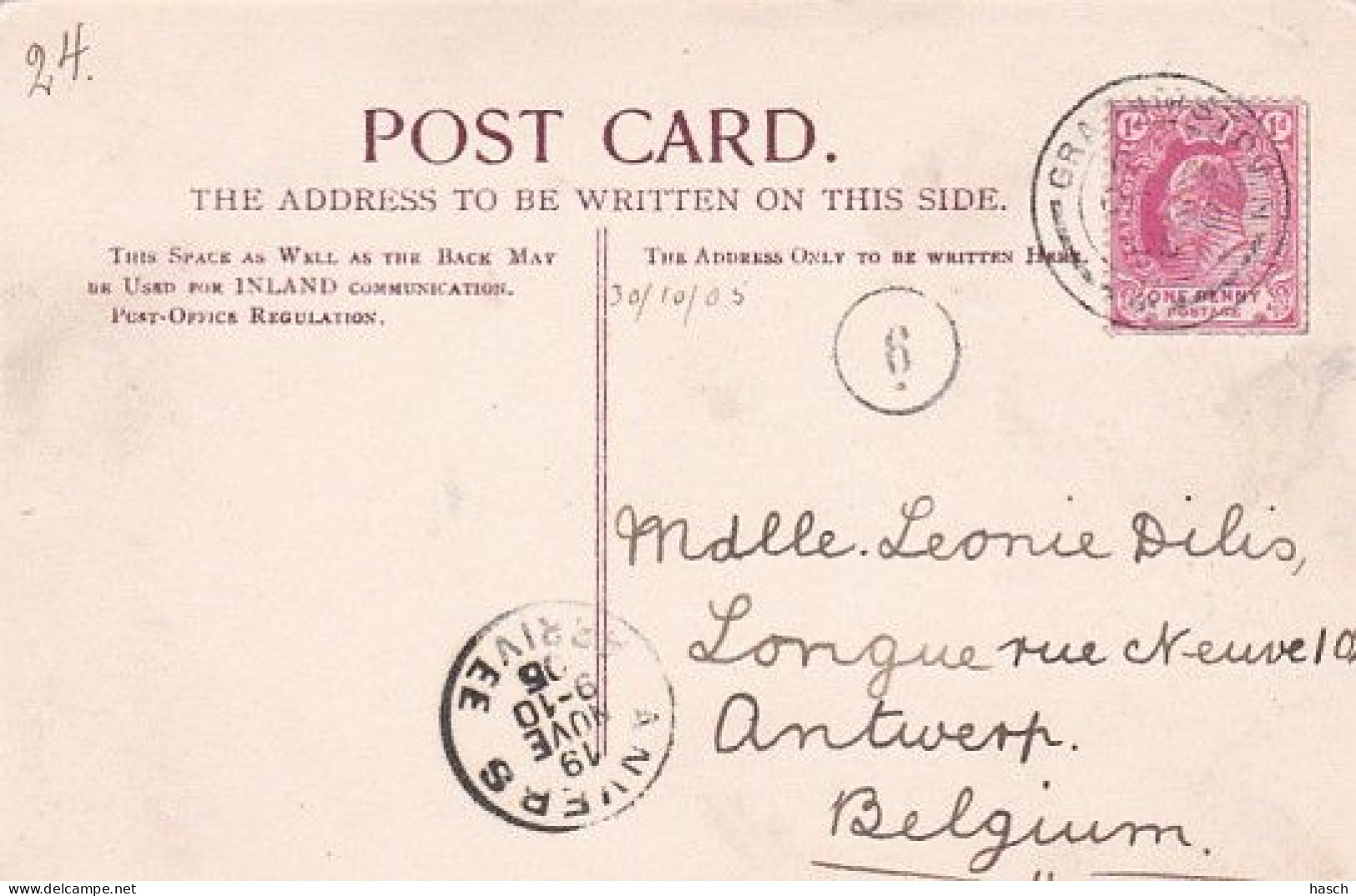 1830	52	Uitenhage, Caledon Street (postmark 1905) (little Crease Corners) - Südafrika