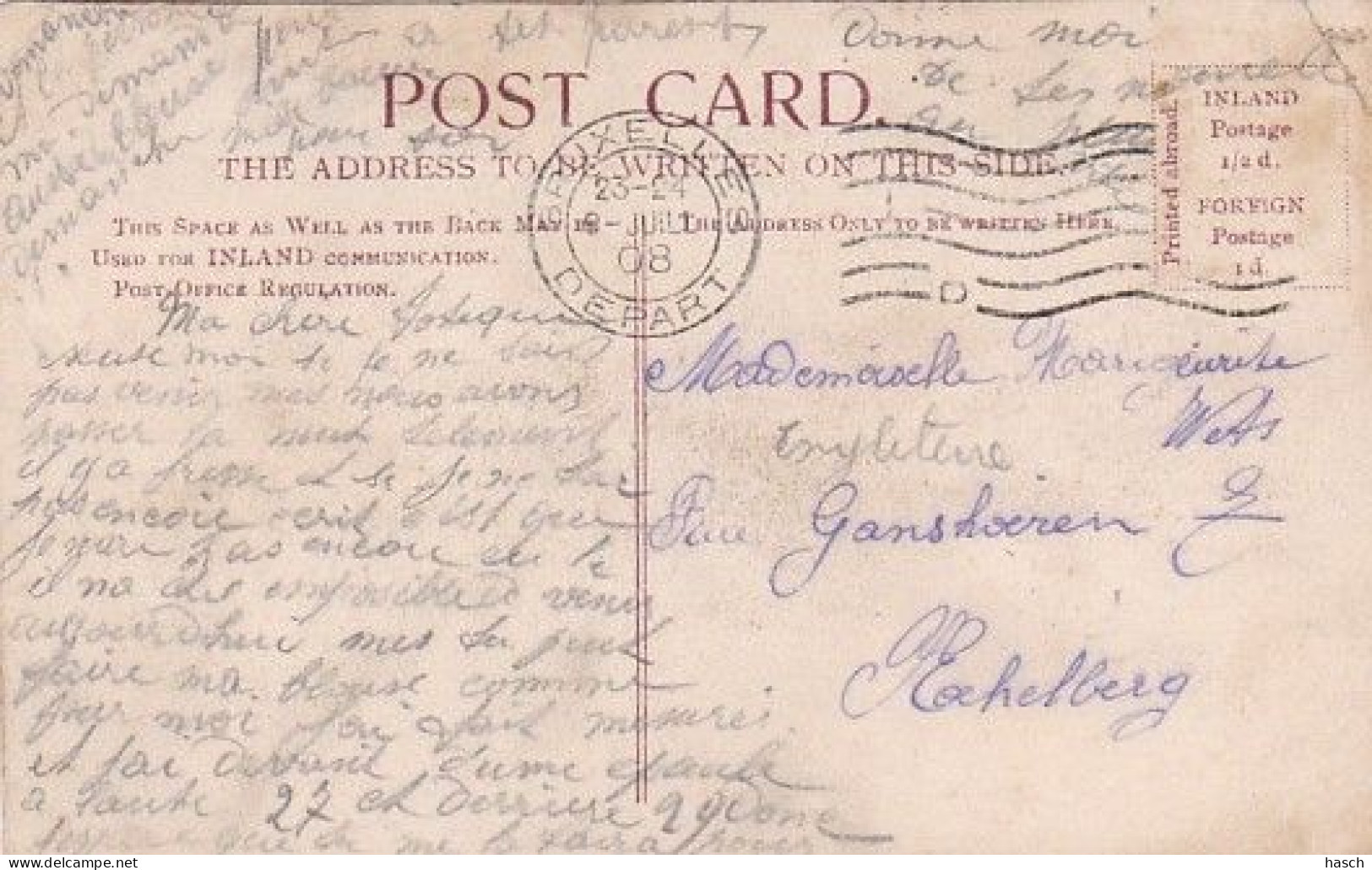 1830	13	Cape Colony, Post Office & Court House, Alice (postmark 1908)(left Right Top Little Crease) - Afrique Du Sud