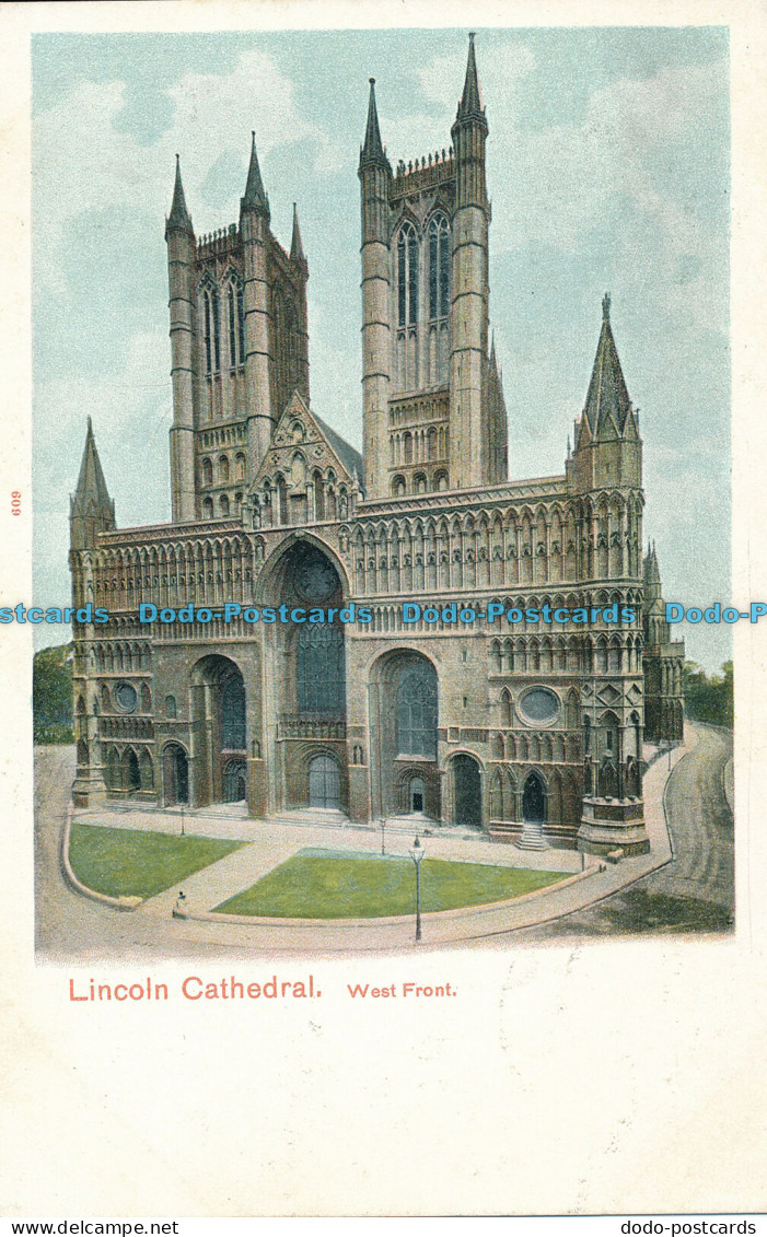 R001747 Lincoln Cathedral. West Front. Peacock. Autochrom - Monde
